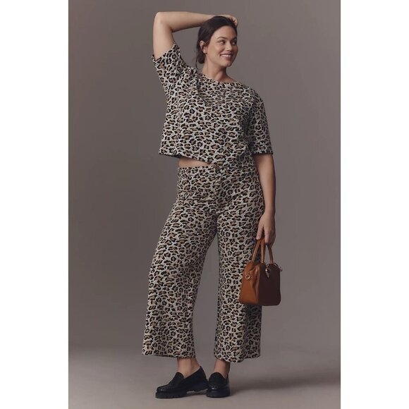 The Ettie High-Rise Crop Wide-Leg Pants by Maeve: Knit Edition Animal Print 20W - Picture 4 of 4
